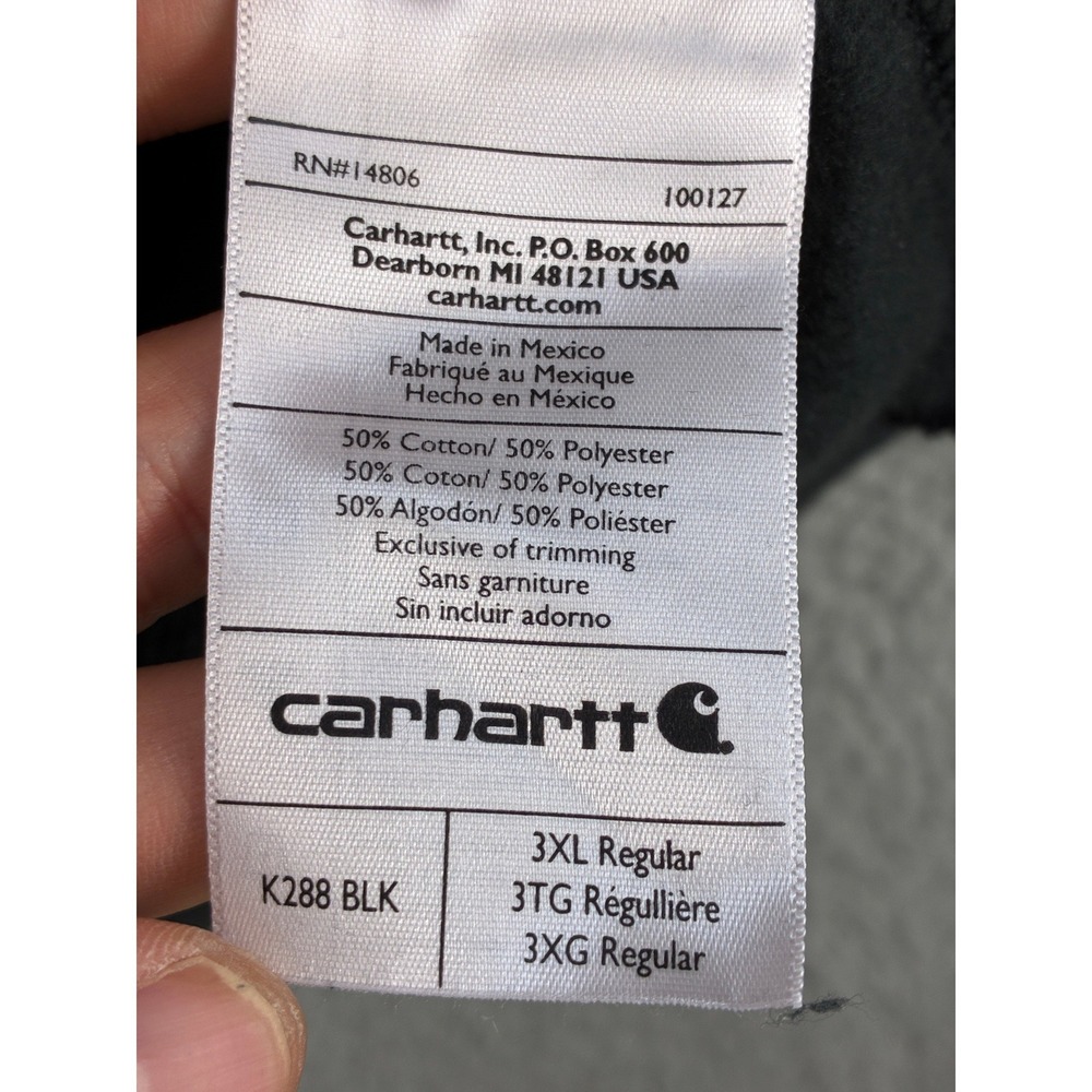 Carhartt Hoodie Mens 3XL Black Midweight K288 Original Fit Pullover Workwear NWT - Picture 9 of 12